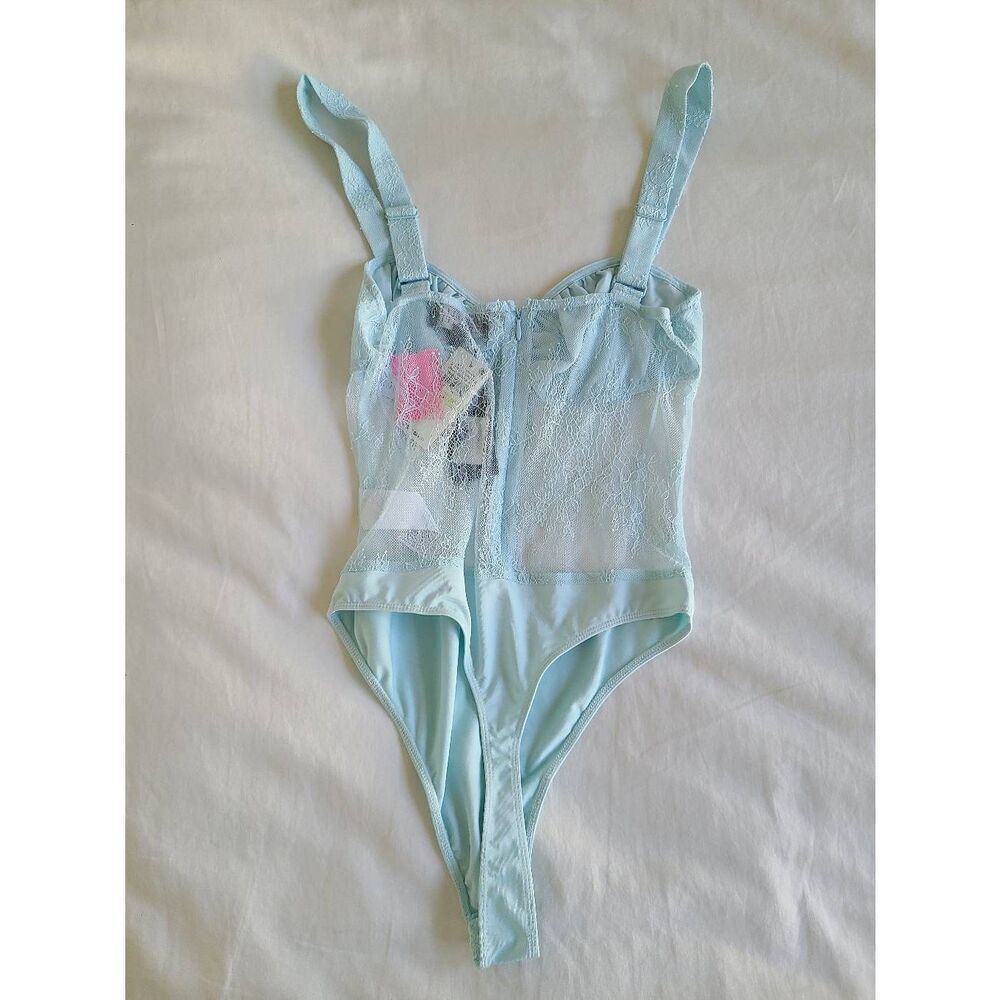Daniel Bernstein Bodysuit Women's Size 4‎ Blue  Zip Lace Thong Sleeveless Top - Picture 7 of 7